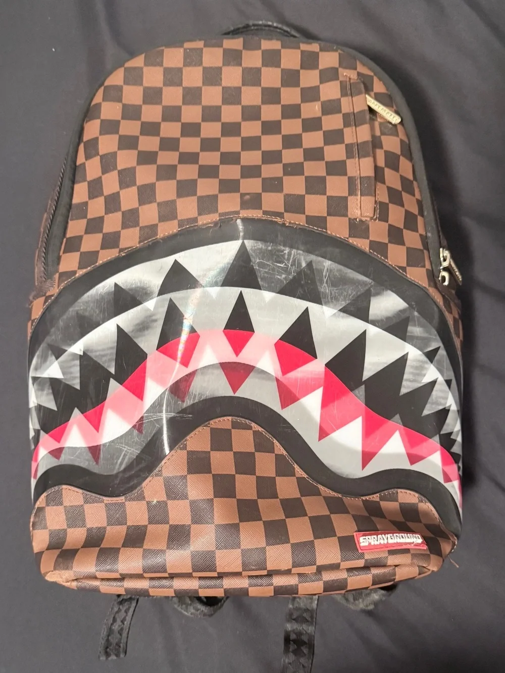 Limited Edition Sprayground Brown Checkered Backpack   Gently used